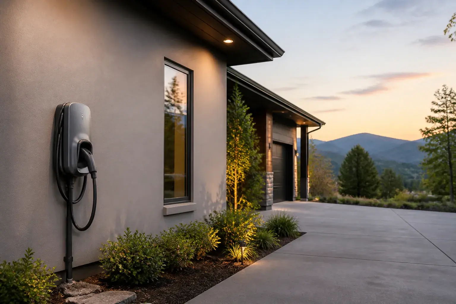 Asheville home exterior with completed EV charger installation