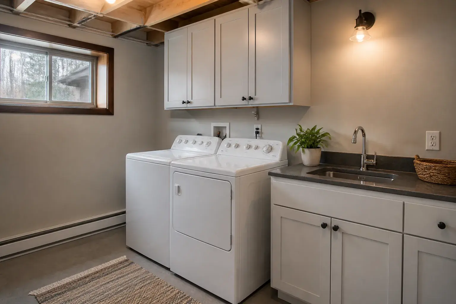 Clean restored laundry area after electrical troubleshooting